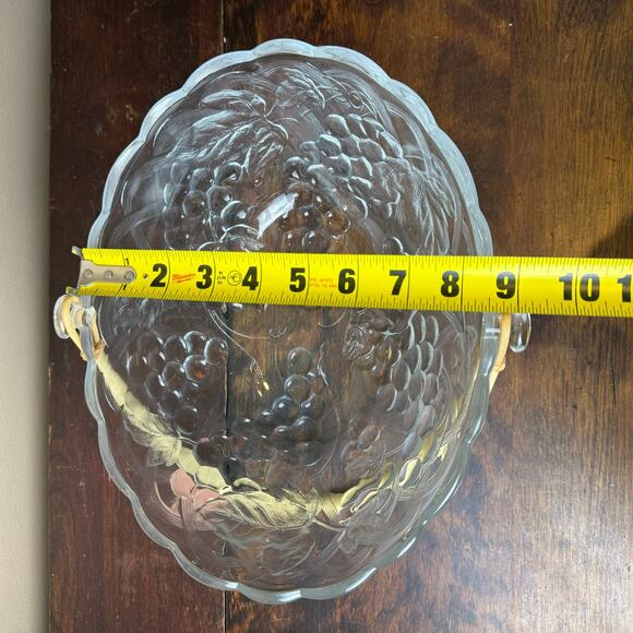 WP&G Fruit Delight CRYSTAL Clear Harvest Gathering Basket Decor Rattan Handle - Picture 4 of 13